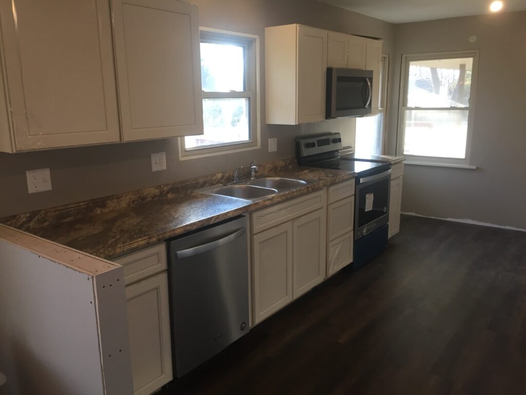 Remodeled kitchen with new white cabinets and stainless appliances — Findlay, Ohio