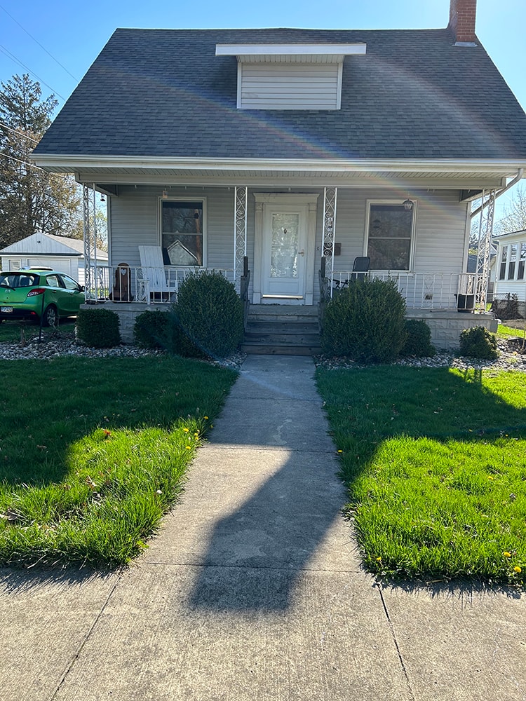 Updated front porch with new modern railing — Findlay, Ohio