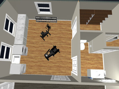 3-D Rendering of Utility Room, 1/2 bath and pantry